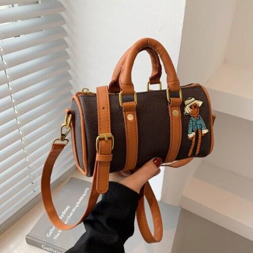 New Long Round Cylindrical Womens Bag Fashion Brand Design Cartoon Man Handbag Women Travel Crossbody Messenger Bags Barrel Bag