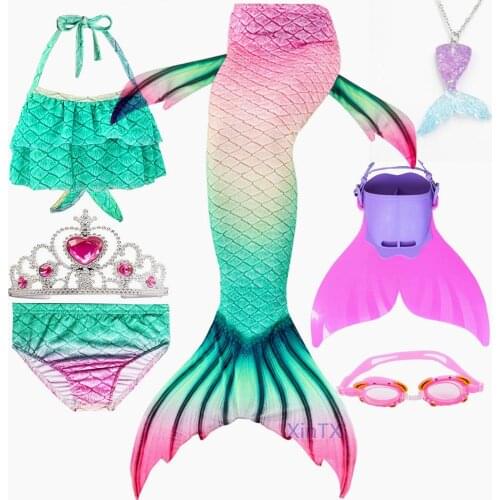 2020 Newest Beautiful Mermaid Tails Swimsuit with Flipper For Kids Bathing Suit Dress for Girls With Fin For Swimming Wear