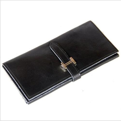 NEW Arrivals Cow Leather Women Purse Three-fold Clutch Wallet Lady Long Money Clip Stylish Wallets for Ladies