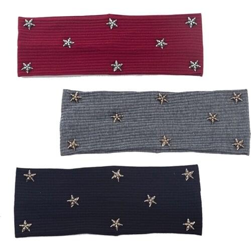 Pure Color Cotton Soft Headband Elastic Women Fashion New Headwear With Star Accessories Turban Casual Headwarp Hair Accessory