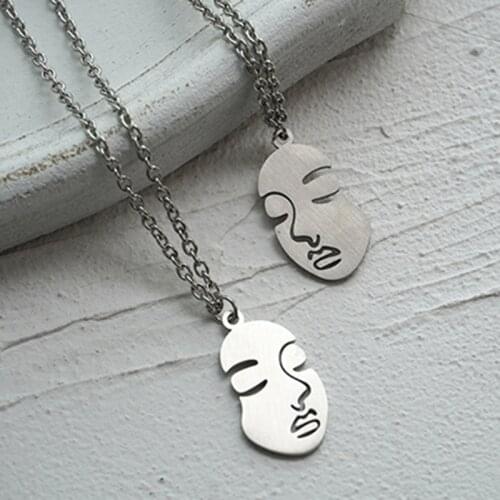 High Quality Face Pendant Necklace For Women Men Stainless Steel Multiple Abstract Face Metal Choker Necklace Drop Shipping