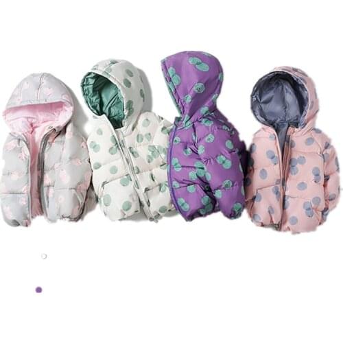 Coats Baby Girls Hooded Jacket Girls Down Jacket Dot Print Outerwear Children Parka Winter Windproof Outerwear