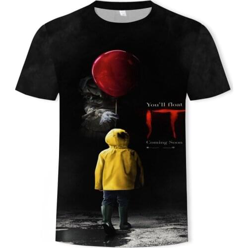 Pennywise-Mens Clown Cartoon T-shirt Halloween Costume Customized Pure Cotton High Quality Casual T-shirt