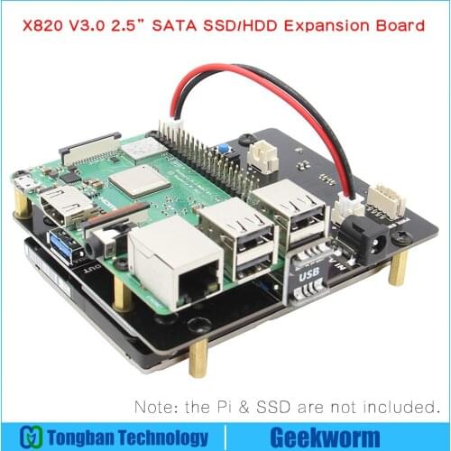 Raspberry Pi 2.5" SATA HDD/SSD Storage Expansion Board, X820 V3.0 USB 3.0 Mobile Hard Disk Module for Raspberry Pi 3 Model B+/3B
