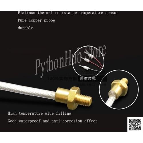 PT100 M3 Copper Screw Platinum Thermal Resistance M4 Thread Temperature Sensor Probe PT1000 Waterproof 3D Printer