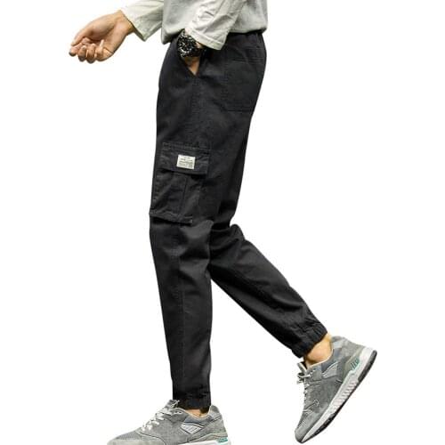 Plus Size Loose Cargo Harem Pants Men Casual Wear-resistant Large Size Ankle-tied Drawstring Cotton Pants Streetwear Trousers