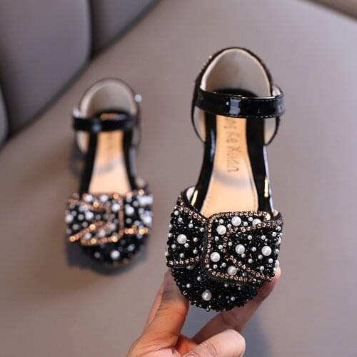 New Children Pearl Diamond Shoes Beauty Rhinestones Shining Kids Princess Shoes Baby Girls Shoes for Party and Wedding