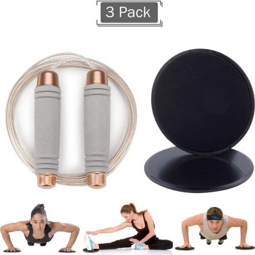 Weighted Jump Rope & Exercise Sliders 2 in 1 Adjustable Jump Rope Premium Jump Rope for For Cardio, Boxing and Jumping Exercise