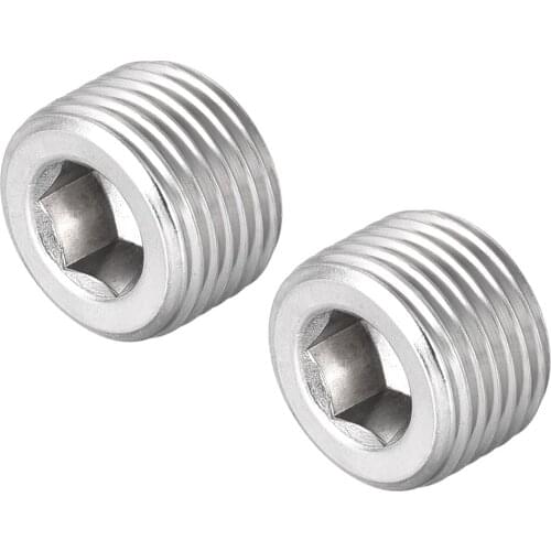 Uxcell Hex Countersunk Plug - Stainless Steel Pipe Fitting 3/8NPT Male Thread Socket Pipe Adapter Connector 2Pcs