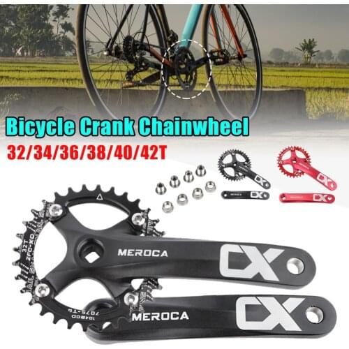 Bicycle Crank Chainwheel 104BCD MTB Bike Crankset Aluminum Alloy with Bottom 170mm Crank Black 32/34/36/38/40/42T Plate