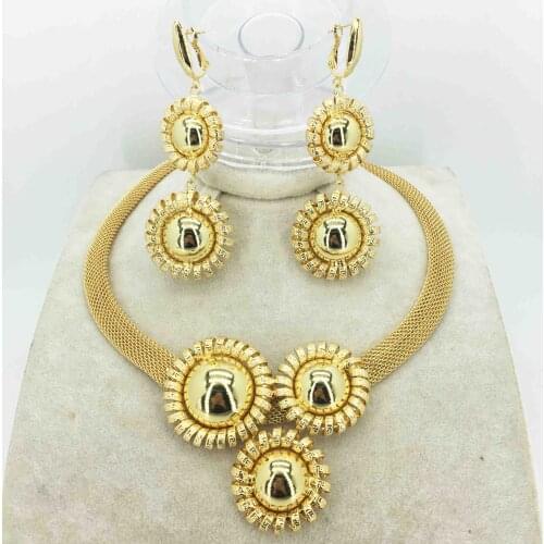 High quality Italian gold jewelry, suitable for womens African Jewelry Fashion Necklace earrings bracelet jewelry