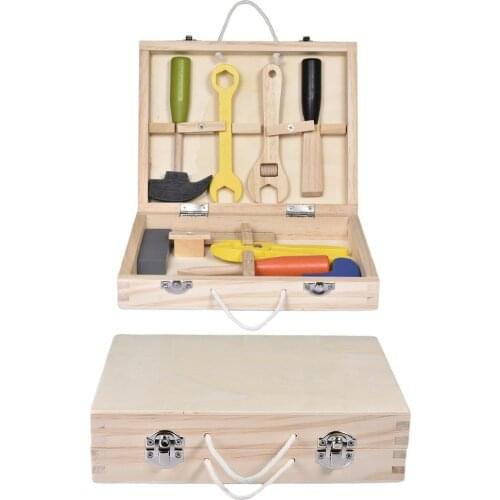 Tool Box with Colorful Wooden Tools Construction Toy Creative DIY Educational Construction Activity Toy