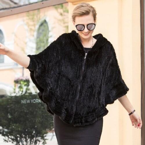 Winter fur coat female mink shawl imported water mane hooded cape fur shawl mink coat coat