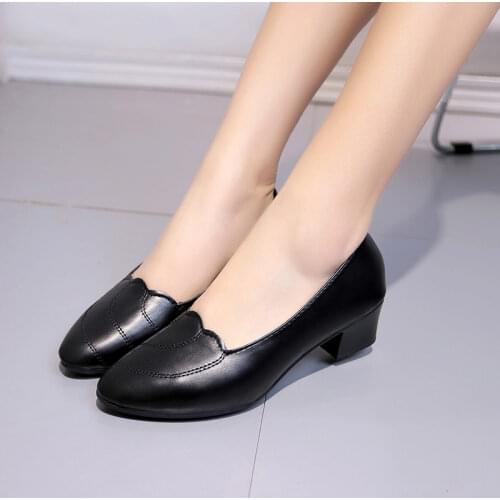 Women 2021 Autumn Fashion New Party Mid Heels Shoes PU Leather Pumps Shallow Designer Lady Sandals Wedding Casual Oxford Shoes