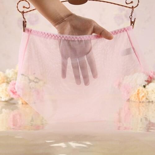 Womens Sexy Briefs Underpants Mesh Ultra-Thin Middle Waist Solid Color Soft Perspective Briefs Lingerie High Quality 6 Colors