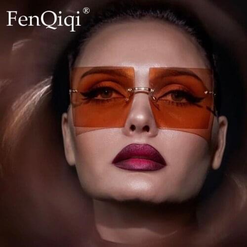 Sunglasses Women 2021 Square Brand Designer Fashion Rimless Gradient Sun Glasses Shades Cutting Lens Ladies Frameless Eyeglasses