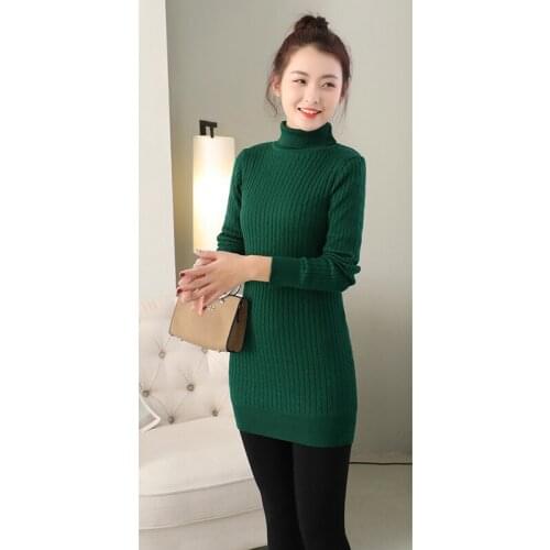 2019 new autumn and winter plus velvet sweater female long section thick warm long-sleeved pullover sweater A320
