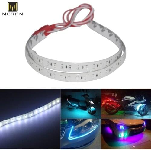 1X Car LED Strip 30cm 60cm 18 modes Flexible colorful Decorative flowing Lamp motor DRL RGB Angel Eyes Daytime Running light 12V