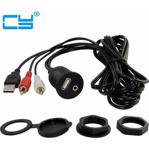 1m/2m Car Dash Mount Installation USB AUX 1/8" 2rca Extension Data Av Cable Waterproof