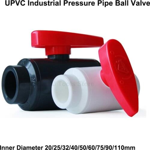 1pcs UPVC Ball Valve ID 20/25/32/40/50/63/75/90/110mm Garden Irrigation Aquarium Fish Tank Water Pipe Valve Solvent Welding