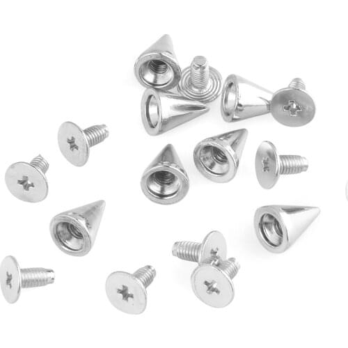 10/20/50/100PCS 10mm Studs Cone Warhead Screw DIY Spikes Leathercraft Crafts Nails Silver Garment Rivets Punk Clothing Metal Bag