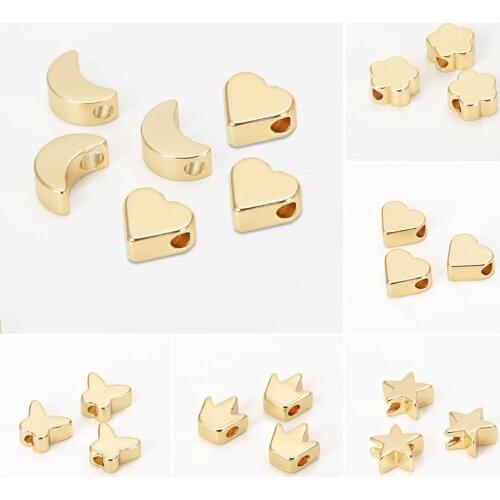 10PCS Star Floral Heart Shape Hematite Beads Natural Stone for Jewelry Making Love Charms Glossy Beads DIY Bracelet Necklace