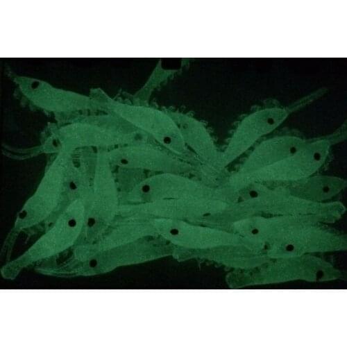 100PCS Luminous Soft Silicone Shrimp Fishing Lures 35mm 40mm Jig Hooks Wobblers Swimbait Artificial Bait Goods accessories