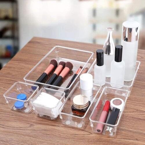 16pcs/set Clear Independent Drawer Storage Box Kitchen Utensils Organizer Container Composable Cosmetic Organizer Box