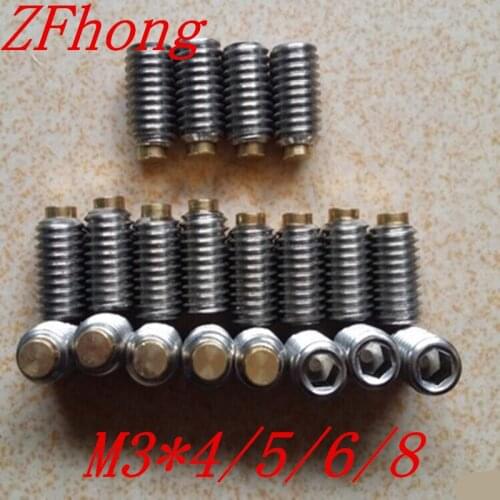20pcs M3*4/5/6/8 stainless steel hex socket nylon brass tip set screw