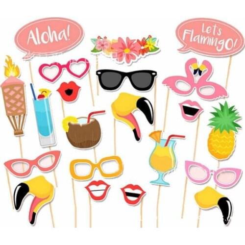 21pcs/lot Flamingo paper Photobooth Props Photo Mask Funny Accessories Wedding birthday Party Supplies