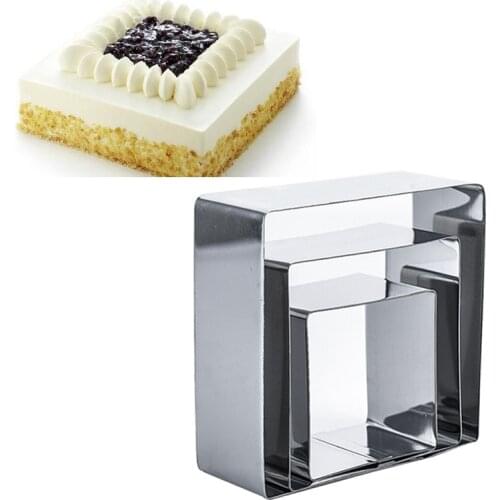 3pcs Square Cakes Mold Stainless Steel Circular Mousse Cake Ring Dessert Cake Decorating Molds Baking Tools Kitchen Supplies