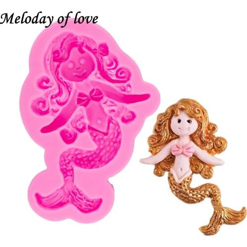 3D Mermaid girl Fondant cake moulds Baking Chocolate Cake Decorating Tools silicone molds for 3D crafts T1363
