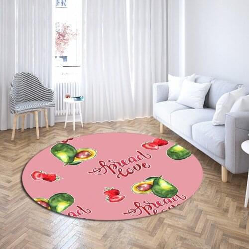 Avocado Round Non-Slip Absorbent Fruit Bath Mat Area Rug for Living Room Bedroom Floor Carpet Cartoon Coffee Table Rugs Custom