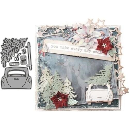 Car Christmas Tree Metal Cutting Dies for Scrapbooking Handmade Tools Mold Cut Stencil New 2021 DIY Card Make Mould Model Craft