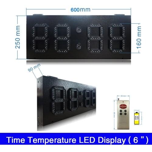 Custom made 6''inch Waterproof Outdoor Red Yellow White Green Color Digital Wall Clock LED Time Temperature Display Iron cabinet