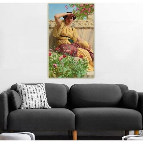 Citon John William Godward《A Tryst》Canvas Oil Painting Artwork Poster Picture Wall Hanging Decorations Home Living Room Decor