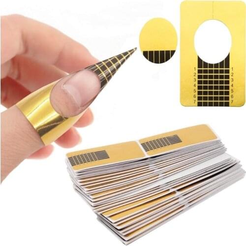 Y1UF Nail Forms, 200PCS Acrylic Nail Forms, Gold Horseshoe Nail Extension Tips, Nail Forms for Acrylic Nails