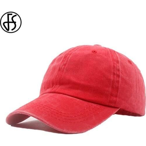 FS Winter Plain Washed Red Denim Hats High Quality Full Cap Hat Hip Hop Women Men Outdoor Sport Snapback Baseball Caps Casquette