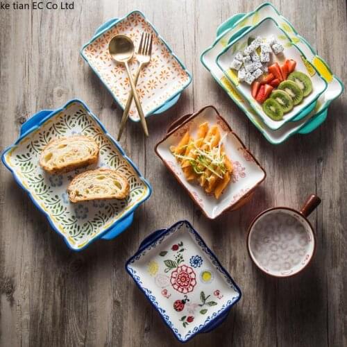 Nordic Home Ceramics Innovative Binaural Set Can be used in microwave ovens Western tableware breakfast baking tray fruit plate