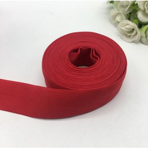 Red (5yards/lot) 1"(25mm) Multirole Fold Over Elastics Spandex Satin Band DIY Lace Sewing Trim