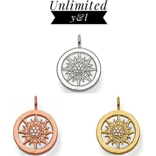 Silver/Gold/Rose Gold Sun Round Pendants Fashion DIY Jewelry Thomas Style White CZ Necklace Accessories for Women Men Gifts