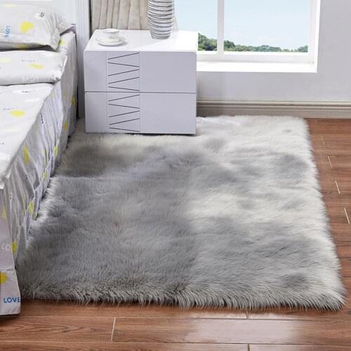 Hot Selling Artificial Wool Rug Comfortable Soft Simplicity Carpet Square Hairy Seat Pad Faux Mat Living Room Home Decor