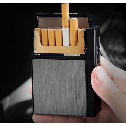 Metal Cigarette Case with Removable USB Arc Lighter Windproof Replaceable Tungsten Wire Lighters Plasma Smoking Gadgets for Men