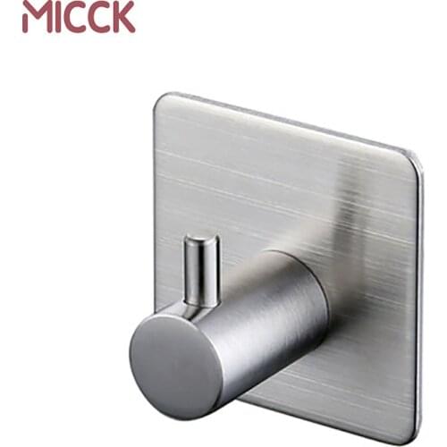 MICCK Adhesive Stainless Steel Hooks Kitchen Cabinet Clothes Key Home Storage towel hanger in the bathroom organizer wall hanger