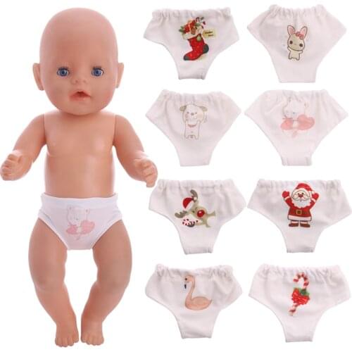Cute Cartoon Pattern Doll Underwear Fit 18 Inch American Doll&43 Cm Born Baby For Our Generation, Birthday Girls Toy Present