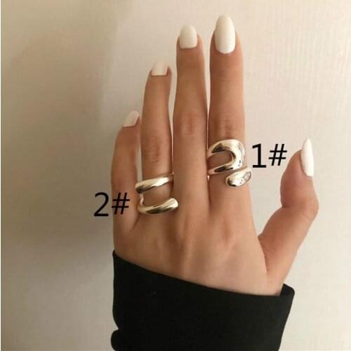 Minimalist Opening Rings for Women Fashion Creative Hollow Irregular Geometric Birthday Party American Style Jewelry Gifts