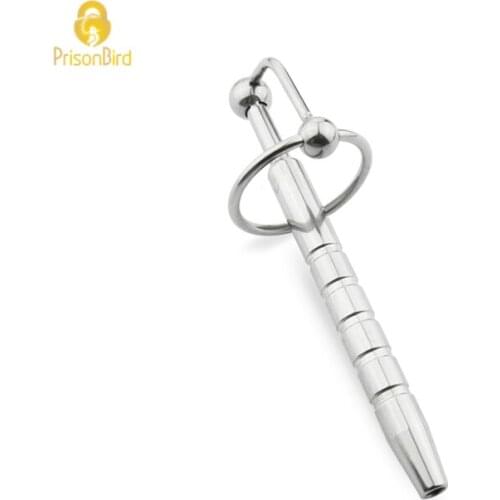 Male Stainless Steel Urethra Catheter with 2 Size Cock Ring,Penis Urinary Plug,Sex Toy,Urethra Stimulate DilatorA089
