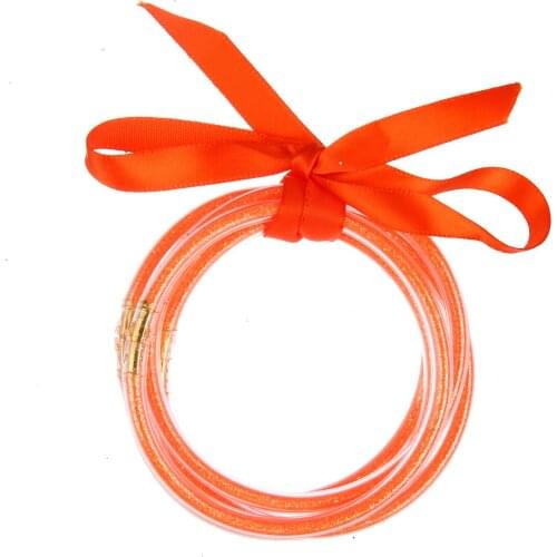 Glitter Jelly Bangles Bracelets Set for Women Glitter Filled Jelly Silicone Bracelets for Girls