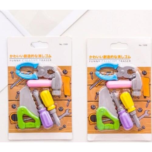 3set Novelty Erasers Creative Hammer Pliers Repair Tools Series Rubber Suit Kawaii Kids Eraser Set Student Stationery Wholesale