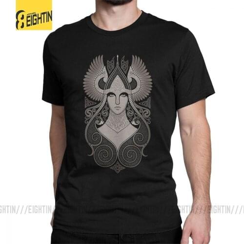 Viking T-Shirts Valhalla Freyja T Shirts Men Unique Clothes Novelty Round Collar 100% Cotton Tee Shirt
